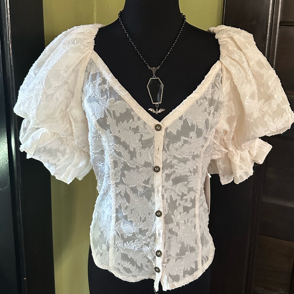 Joyfolie Livia puff sleeve blouse